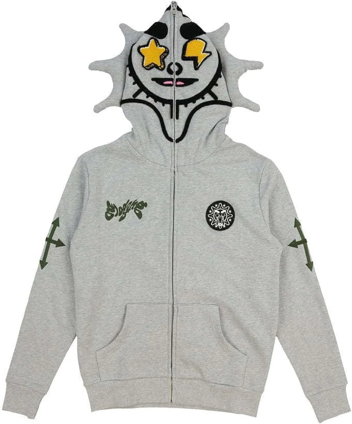 Fun Multi Angle Full Zip Up Hoodie for Men Women y2k Over Face Graphic Hoodies Retro Lazy Style Hoodie