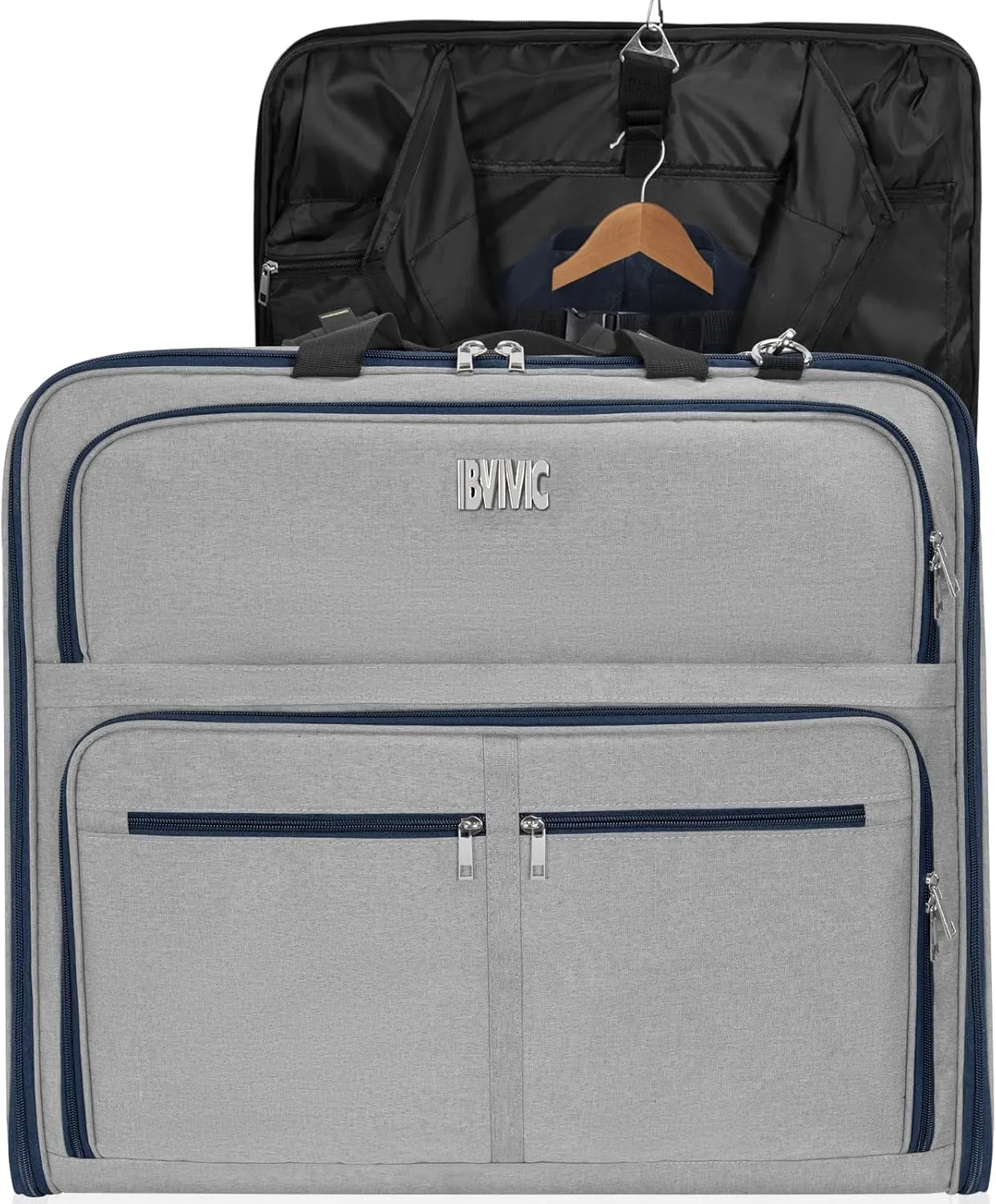 Garment Bags for Travel, Carry On Garment Bag for Hanging Clothes Large Suit Travel Bag with Accessories Zipper Pocket Convertible Travel Garment Bag for Shirts, Dresses, Coats (Grey)