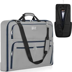 Garment Bags for Travel, Carry On Garment Bag for Hanging Clothes Large Suit Travel Bag with Accessories Zipper Pocket Convertible Travel Garment Bag for Shirts, Dresses, Coats (Grey)