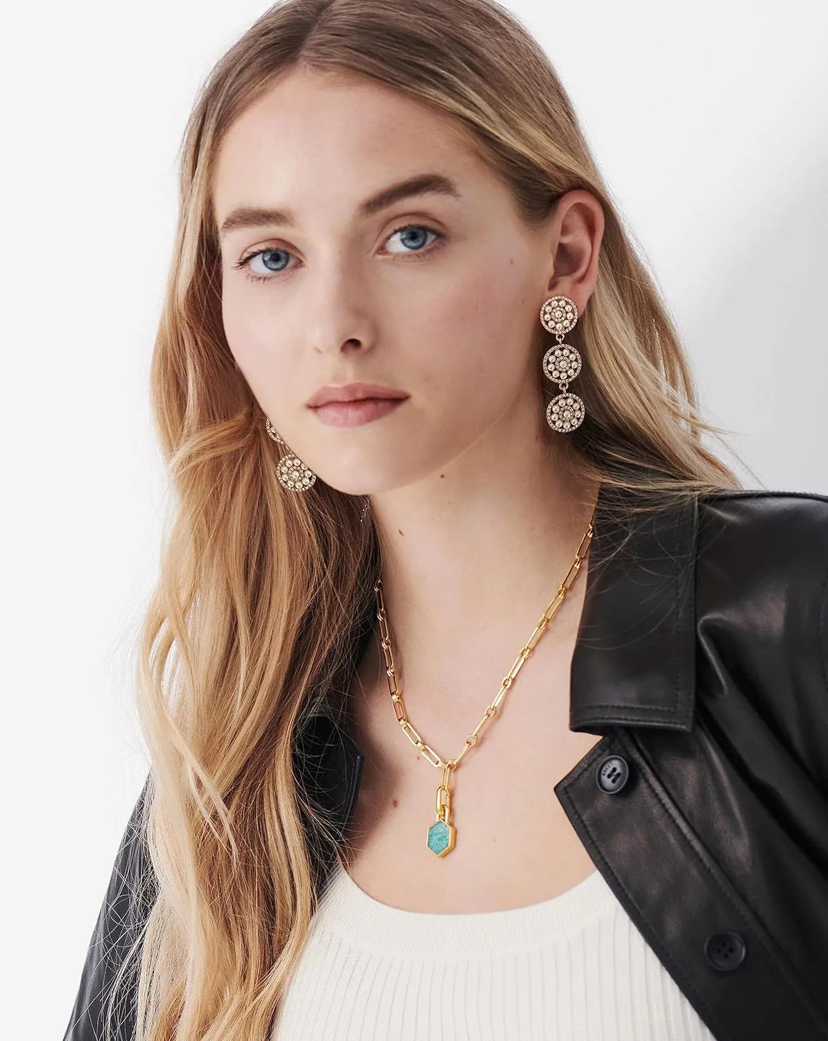 Geometric Retro Pearl Clip On Earrings for Women - Statement Drop Dangle Earrings