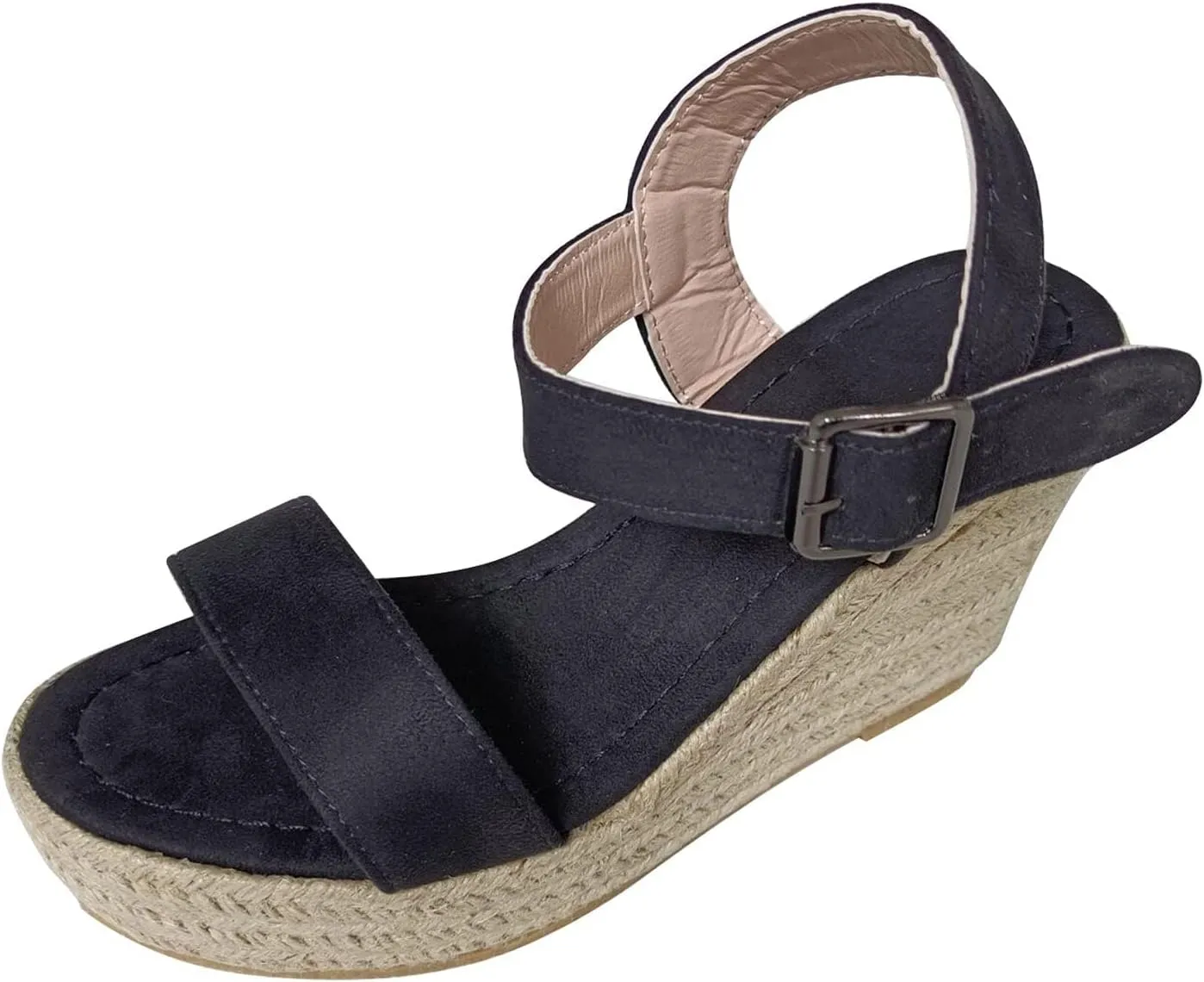 Girls Platform Sandals Open Toe Summer Shoes with Woven Jute Wrap Adjustable Ankle Strap Casual Dressy Style for Kids Girls Slip-on Elastic Cross Strappy Gladiator Dress Flats Little Big