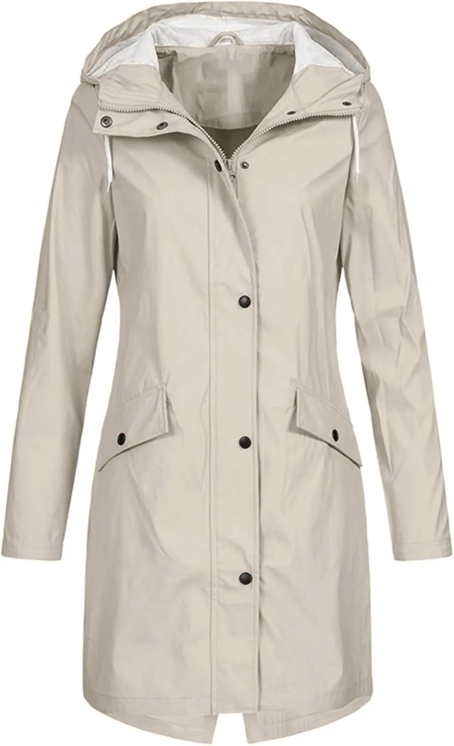 GOKKILRW Womens Long Hooded Rain Jackets Outdoors Raincoat Windbreaker Waterproof Lightweight Outdoor Hooded Trench Coats