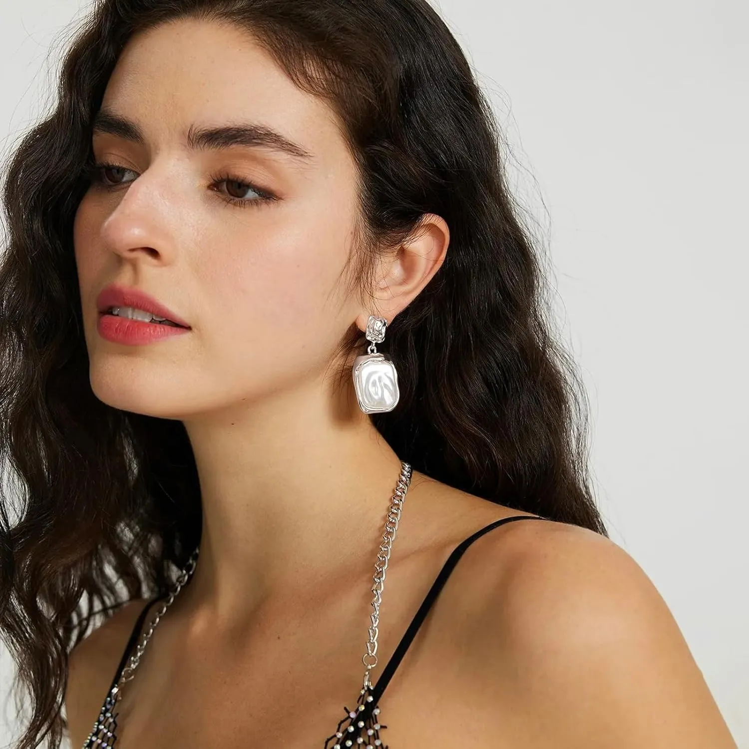 Gold Silver Baroque Pearl Dangle Earrings Vintage Pearl Dangle Drop Earrings for Women Fashion Jewelry