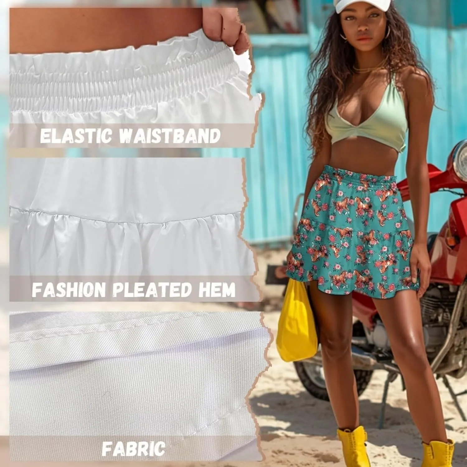 Golf Skirts for Women Tummy Control High Waist Tiered Mini Skirt