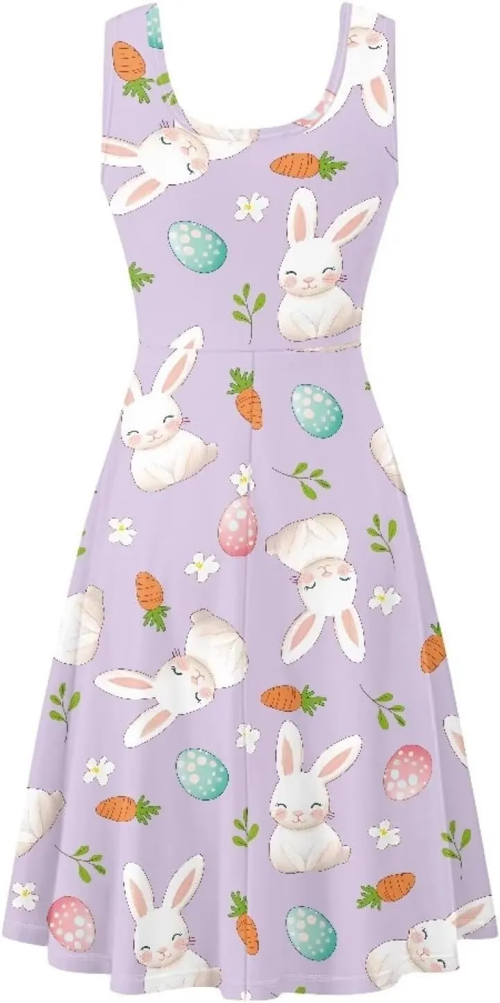 Gomyblomy Tank Dress for Women A-line Knee Length Summer Casual Travel Beach Cover Up Soft Comfy Lightweight Size XS-4XL