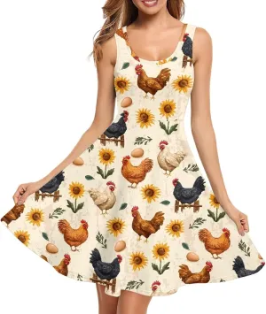 Gomyblomy Tank Dress for Women A-line Knee Length Summer Casual Travel Beach Cover Up Soft Comfy Lightweight Size XS-4XL