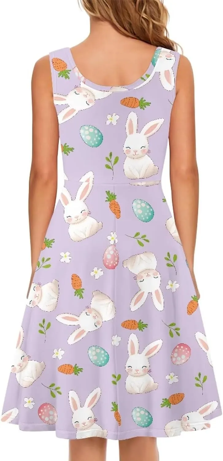 Gomyblomy Tank Dress for Women A-line Knee Length Summer Casual Travel Beach Cover Up Soft Comfy Lightweight Size XS-4XL