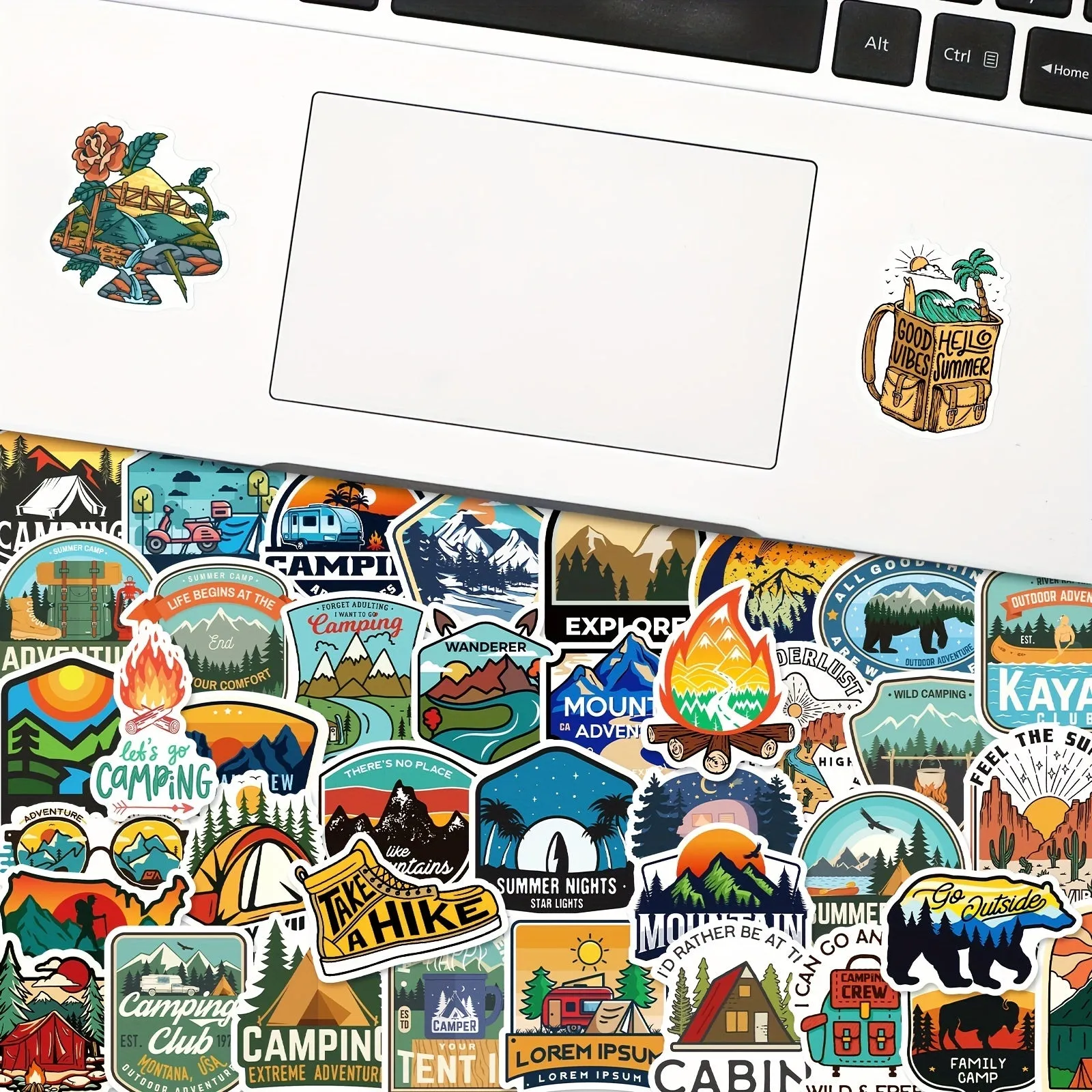 Hiking Adventure Camping Stickers Pack-50pcs For Water Bottle Laptop Cup Car