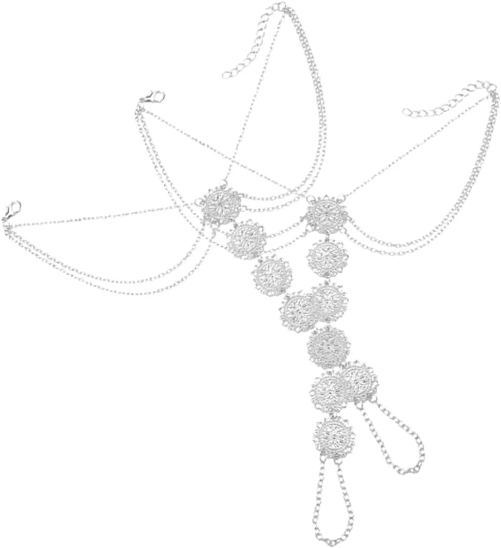 Homoyoyo Ankle Bracelet Set Women's Metal Anklet Jewelry Floral Carved Discs Fashion Footwear for Beaches Events