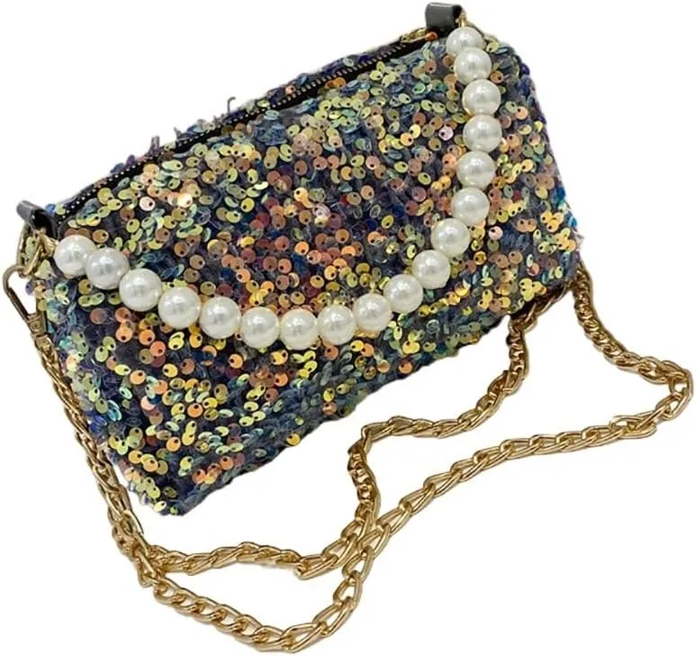 HUFFA Fashion Shoulder Bags Glitter Handbags Luxury Sparkling Evening Clutch Bag Party Wallet Ladies Tote Purse (Color : Gray, Size : One Size)