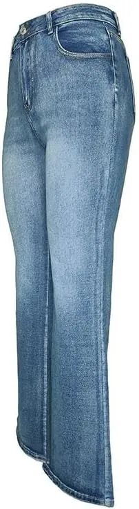 IVERIRMIN Women's Embroidered High Waist Slim Fit Bootcut Jeans, Little Stretch Flared Denim Pants Trousers for Women