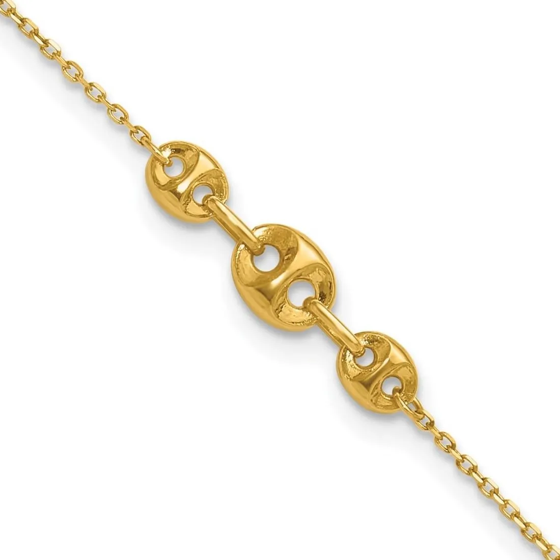 JewelryWeb 14k Gold Polished Fancy Link Plus 1 In Ext. Anklet 9 Inch 0.75mm Wide-Anklet for Women