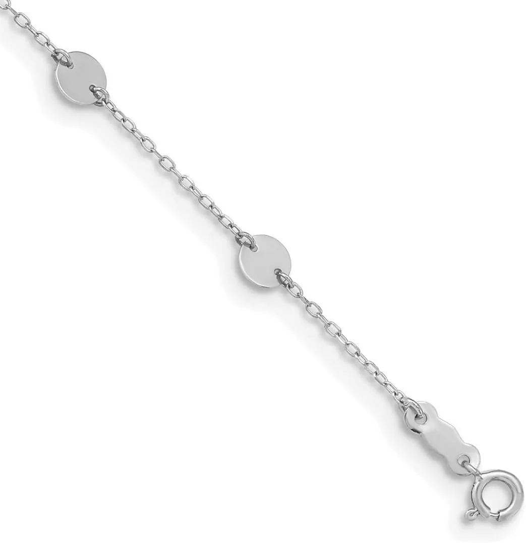 JewelryWeb 4.75mm 14k White Gold Polished Disc Plus 1in Extension Anklet 9 Inch-Anklet for Women