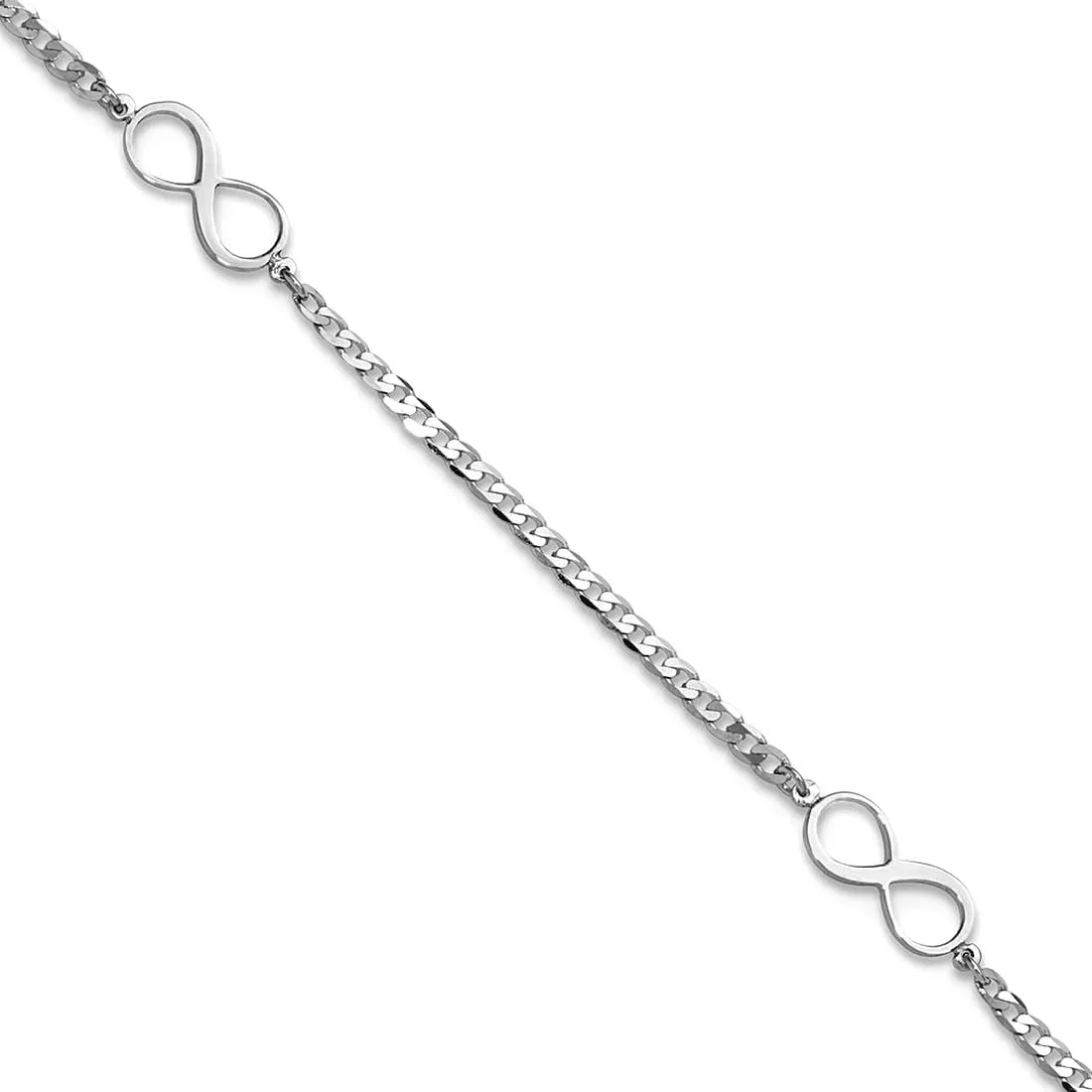 JewelryWeb 5mm 14k White Gold Polished Infinity Plus 1in Extension Anklet 9 Inch-Anklet for Women