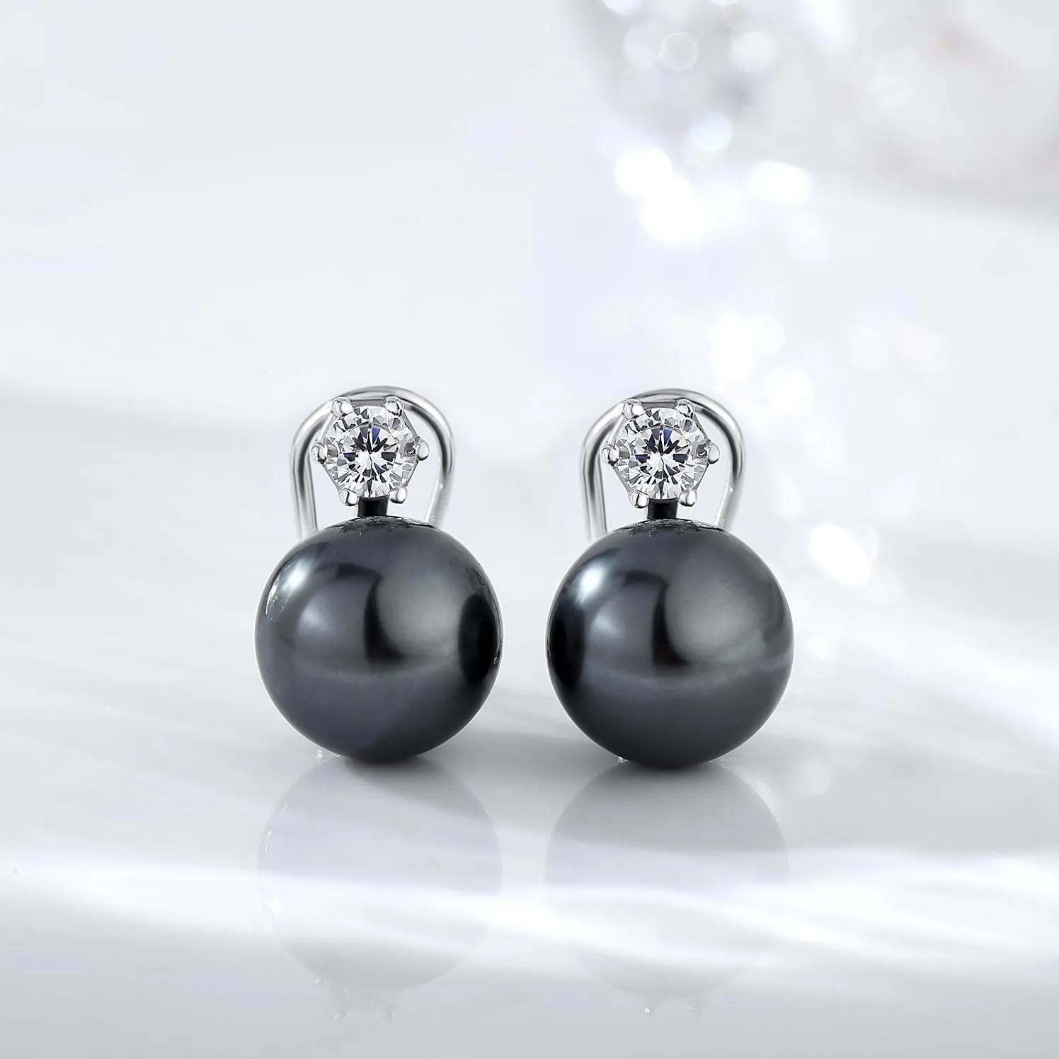 Jiamiaoi Pearl Stud Earrings for Women Pearl and Diamond Stud Earrings 6mm-13mm Big Pearl Earrings Hypoallergenic Pearl Diamond Earrings Studs Come with Gift Box