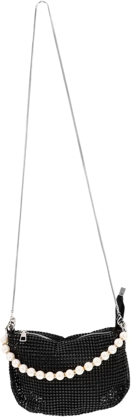 KESYOO Fashion Simple Pearl Chain Small Crossbody Bag for Women Stylish All Match Handbag for Weddings and Everyday Use Elegant Design