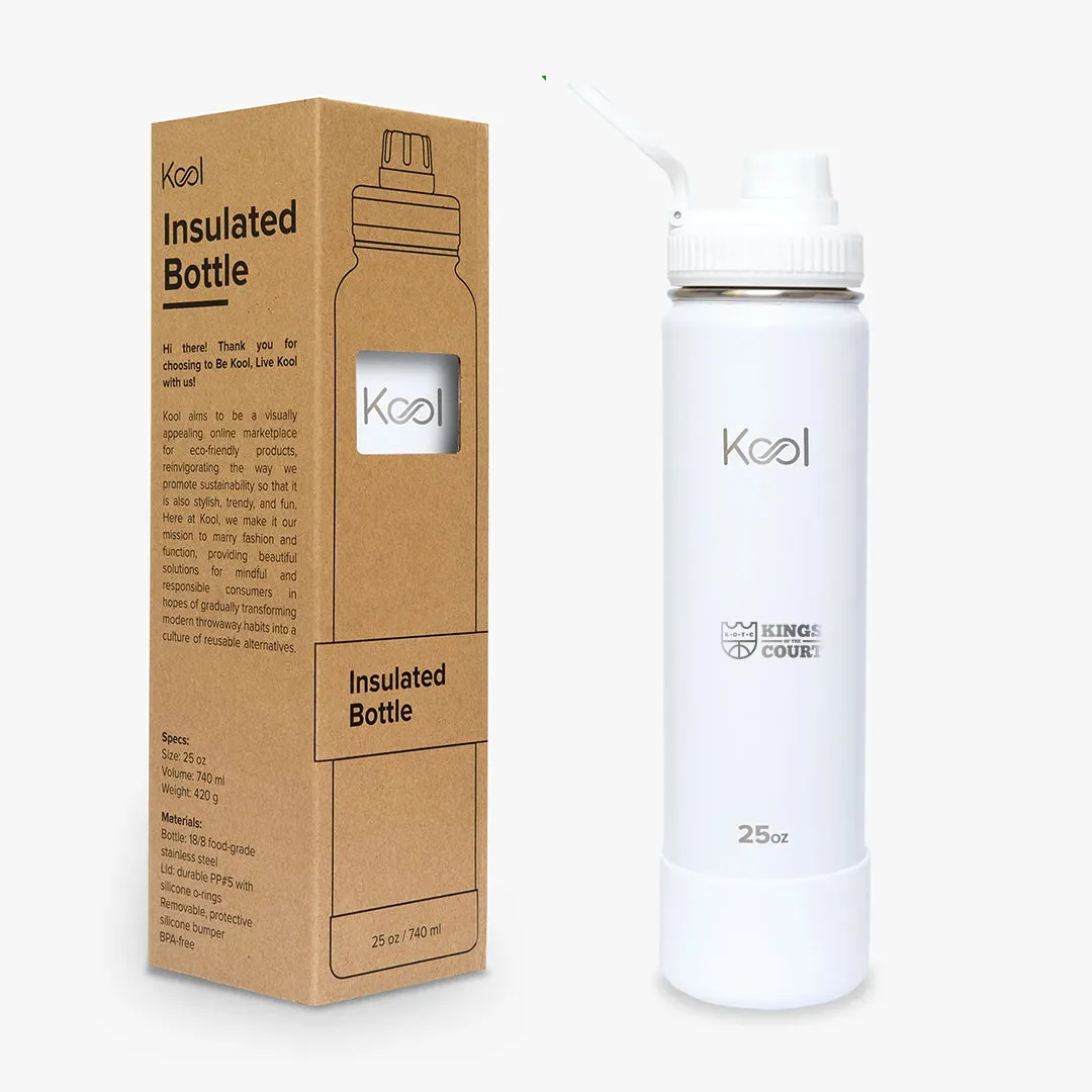Kool x KOTC Insulated Stainless Steel Water Bottle With Silicone Boot - 25oz/740mL In White