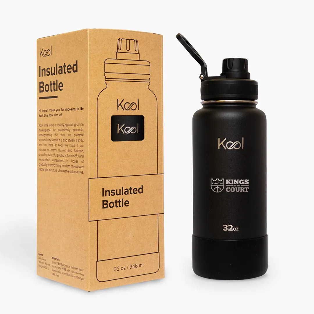 Kool x KOTC Insulated Stainless Steel Water Bottle With Silicone Boot - 32oz/946ml In Black