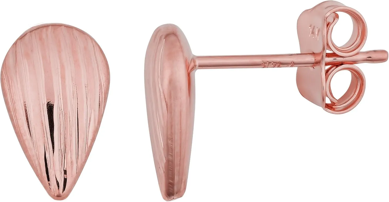 Kooljewelry 14k Gold Pear Shaped Stud Earrings (yellow or rose)