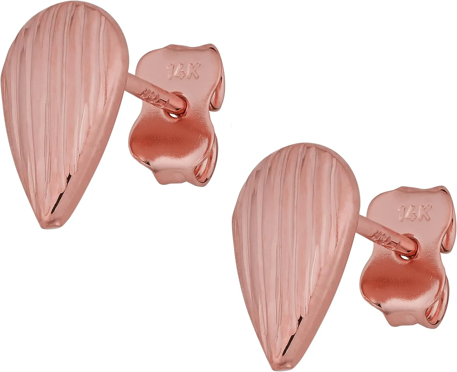 Kooljewelry 14k Gold Pear Shaped Stud Earrings (yellow or rose)