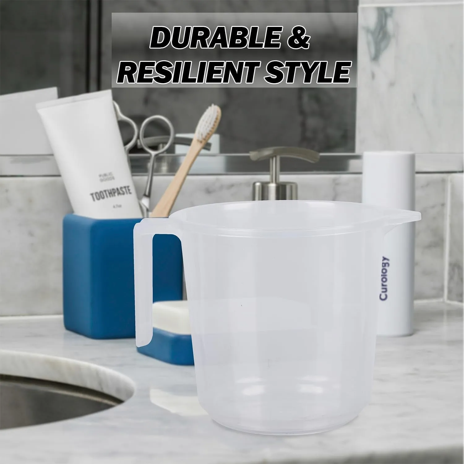 Kuber Industries Bathroom Mug | Plastic Bath Mug for Bathroom | Strong Mug for Bathroom | Toilet Mug | Washroom Jug | Mug for Bathing | 1500 ML | Pack of 2 | Transparent