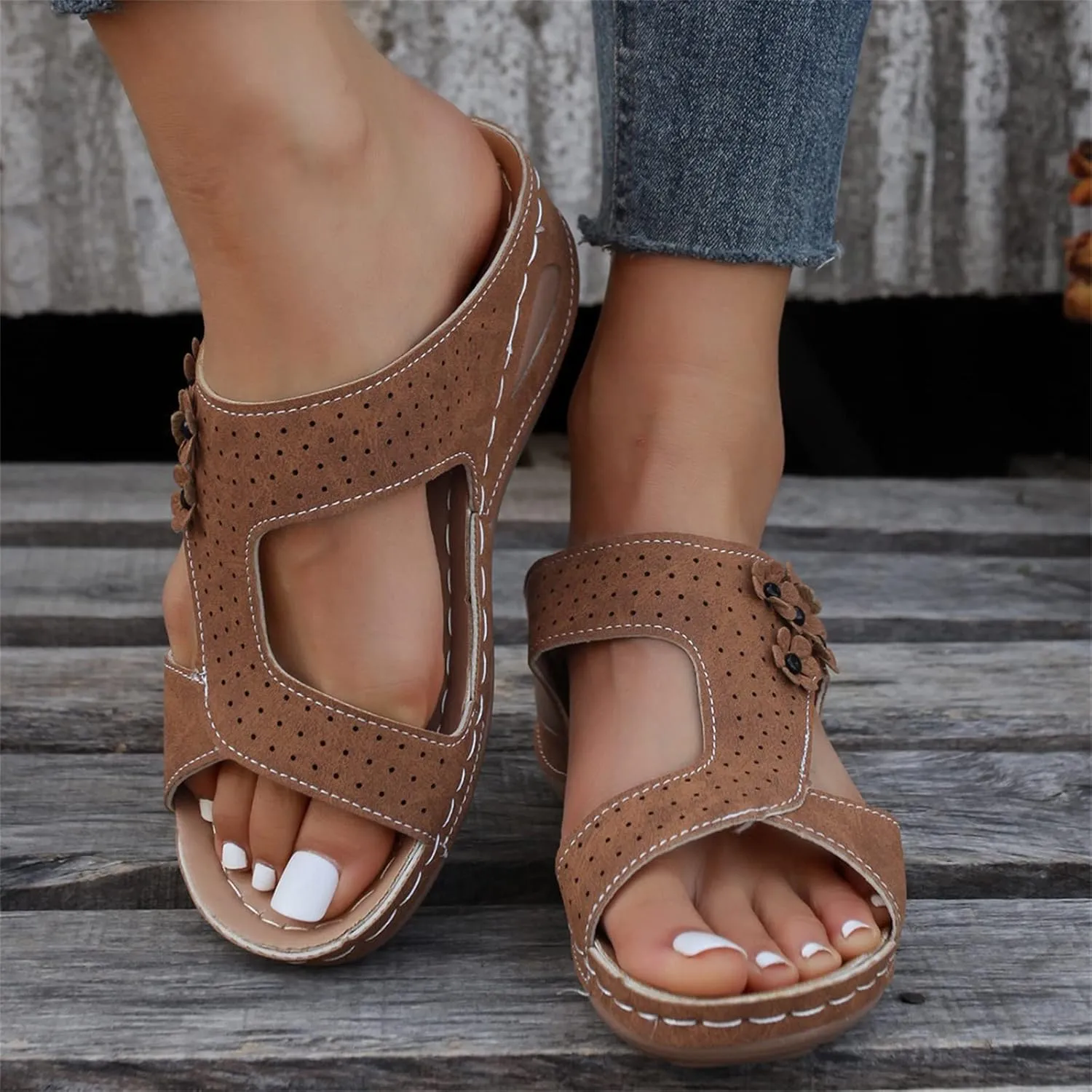 Ladmiple Womens Sandals Comfortable Walking Dressy Orthopedic Slippers Arch Support Orthotic Flip Flops Summer Beach Slides