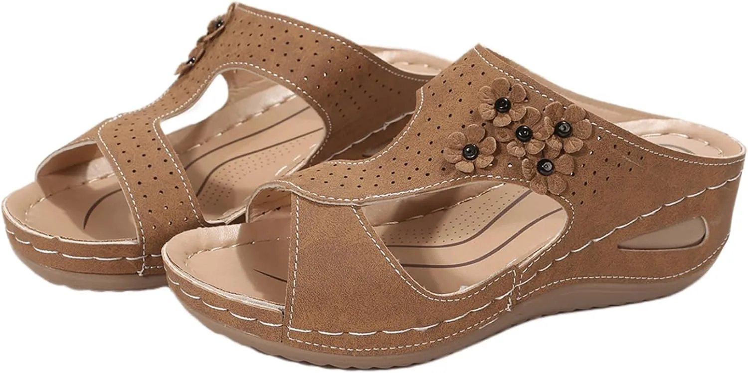 Ladmiple Womens Sandals Comfortable Walking Dressy Orthopedic Slippers Arch Support Orthotic Flip Flops Summer Beach Slides