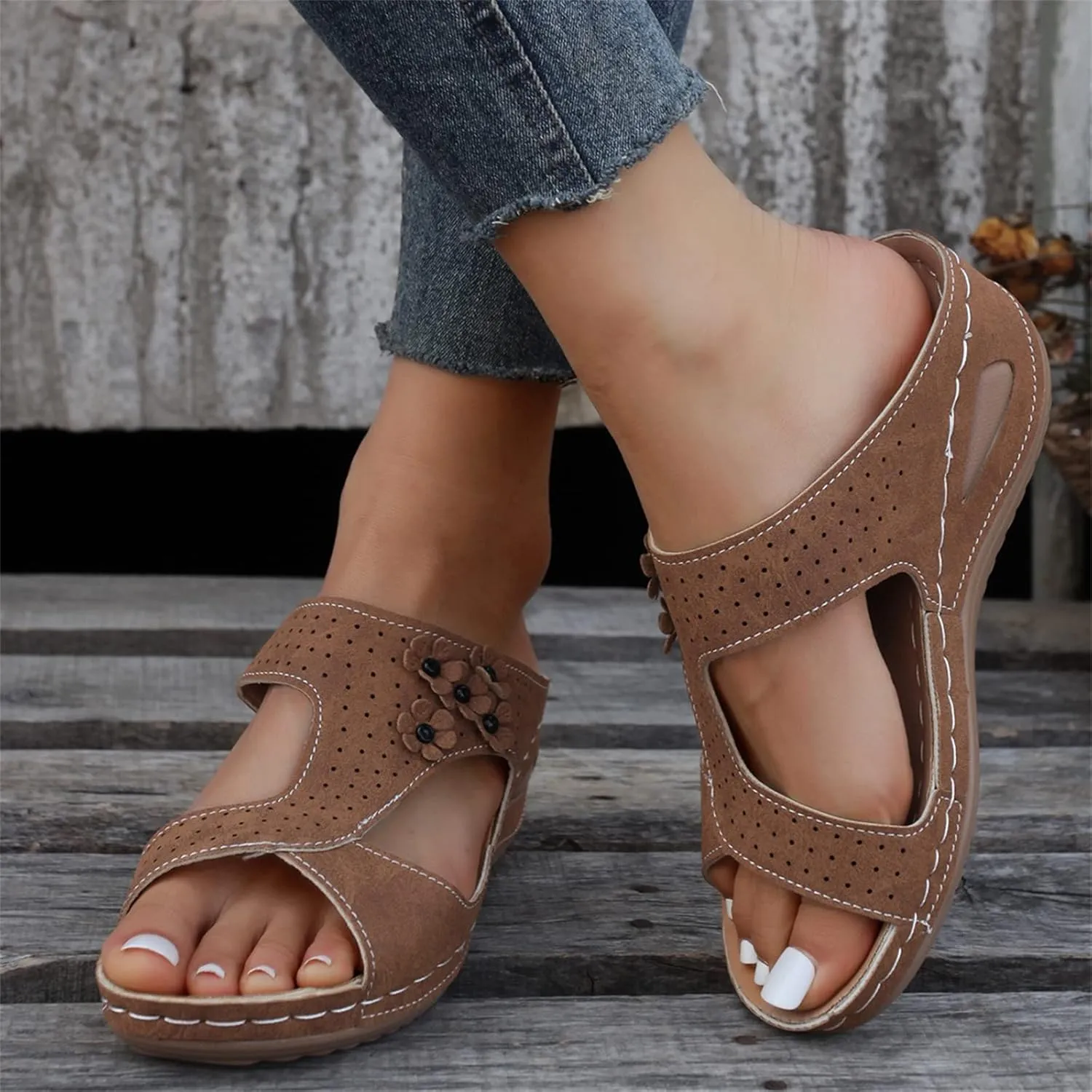 Ladmiple Womens Sandals Comfortable Walking Dressy Orthopedic Slippers Arch Support Orthotic Flip Flops Summer Beach Slides