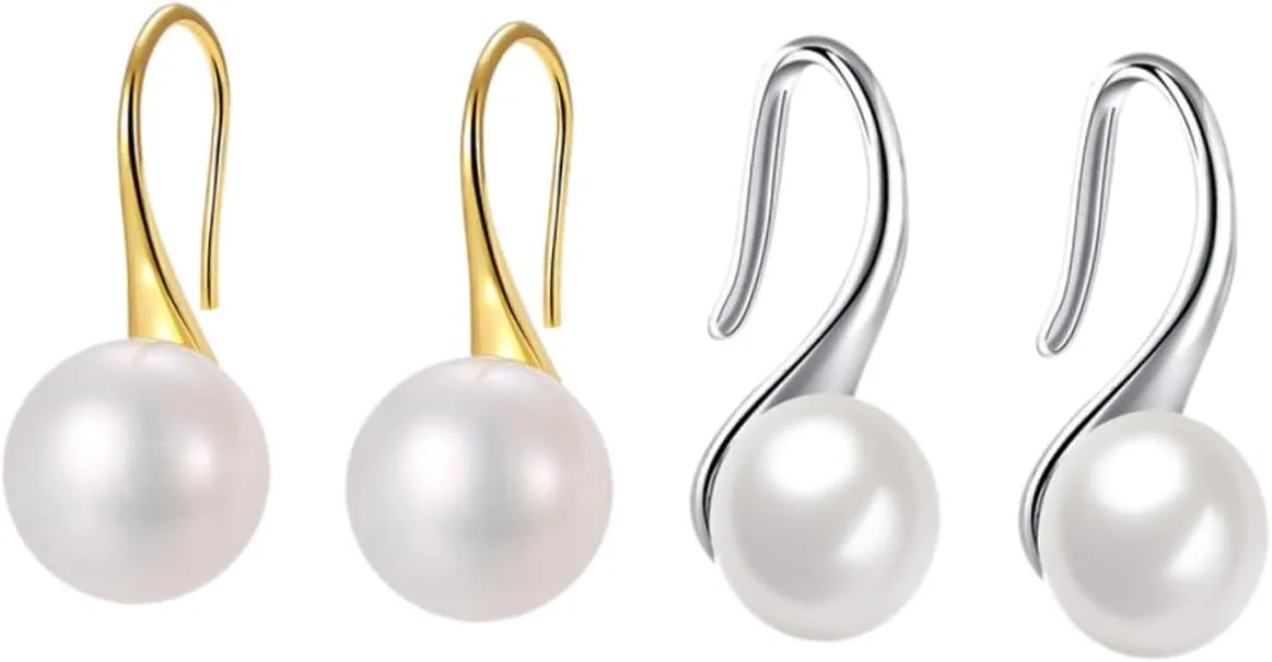 LIFKOME 2Pairs Minimalist Pearl Earrings of Stylish Dangle Jewelry for Parties Holidays and Everyday Wear Classic Ear Drops for Women Present for Loved Ones