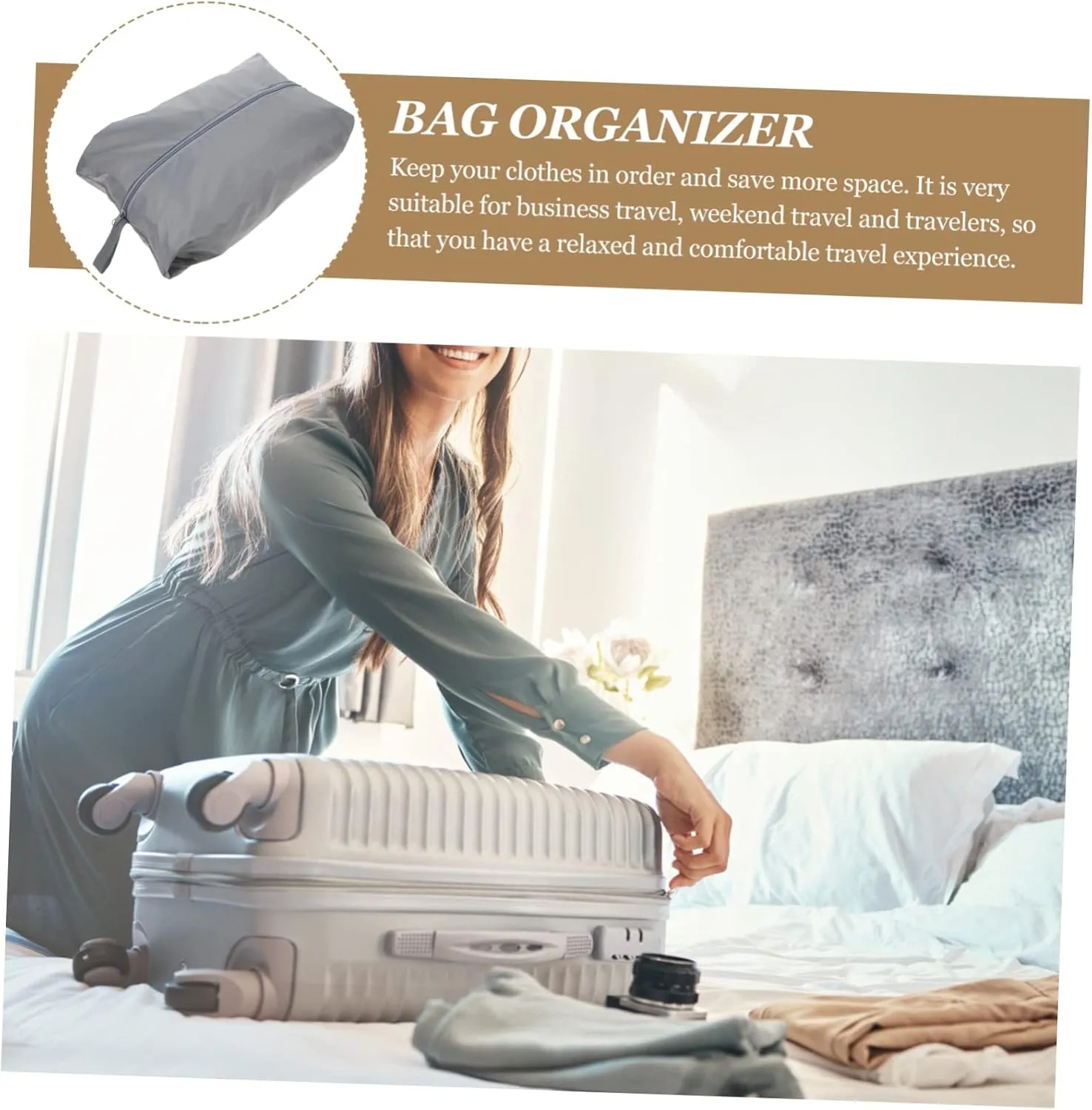 LIFKOME Travel Organizers 4 Pack Packing Cubes with Shoe Bags Zipper Closure Keep Your Clothes Clean and Tidy