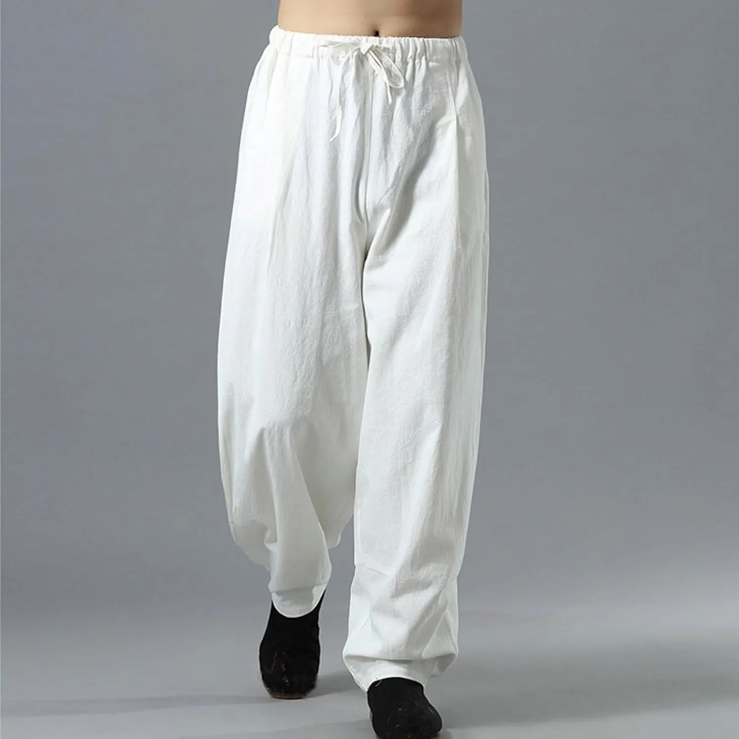 Linen Pants for Mens Casual Pants Summer Beach Trousers Drawstring Yoga Pants Soft Elastic Waist Pants