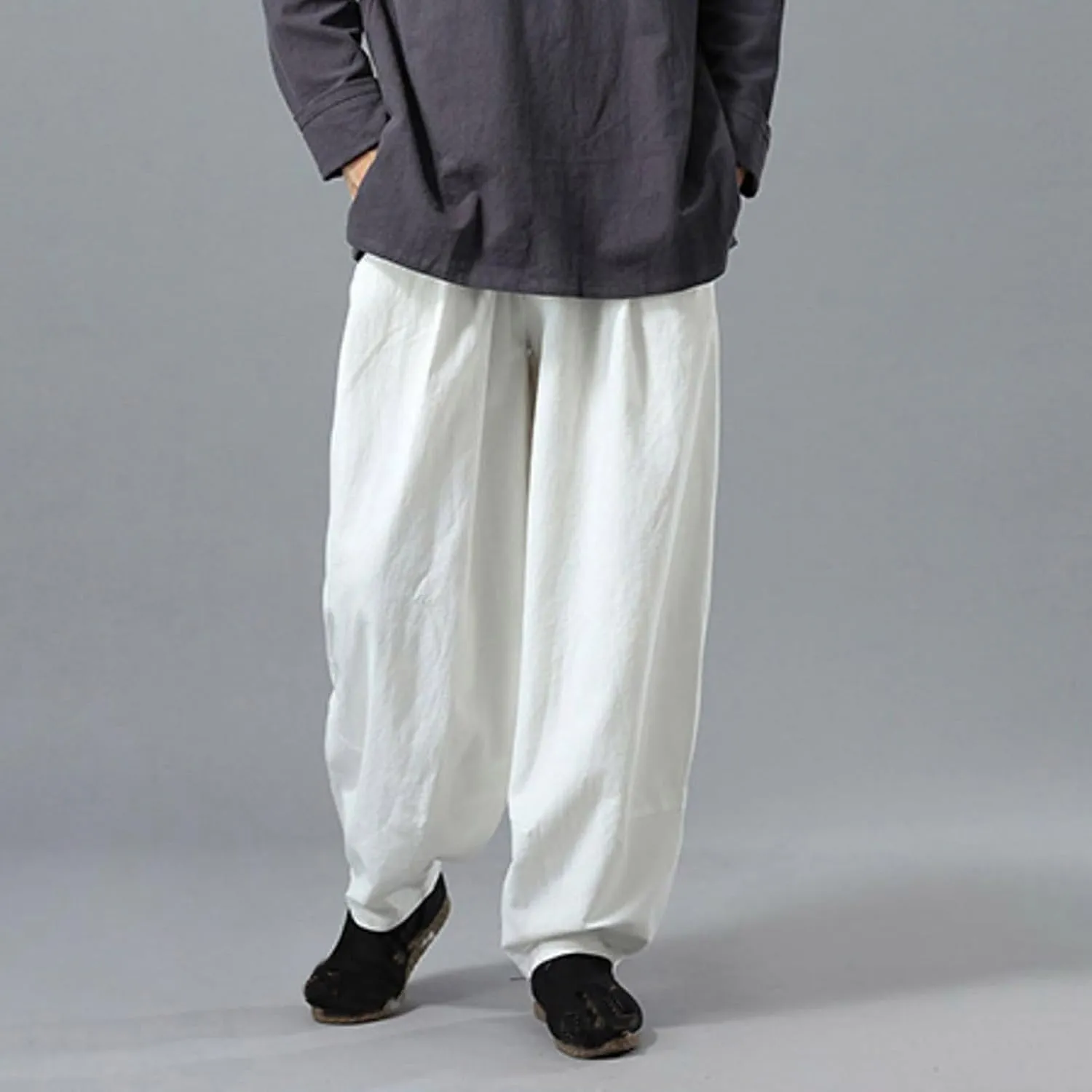 Linen Pants for Mens Casual Pants Summer Beach Trousers Drawstring Yoga Pants Soft Elastic Waist Pants