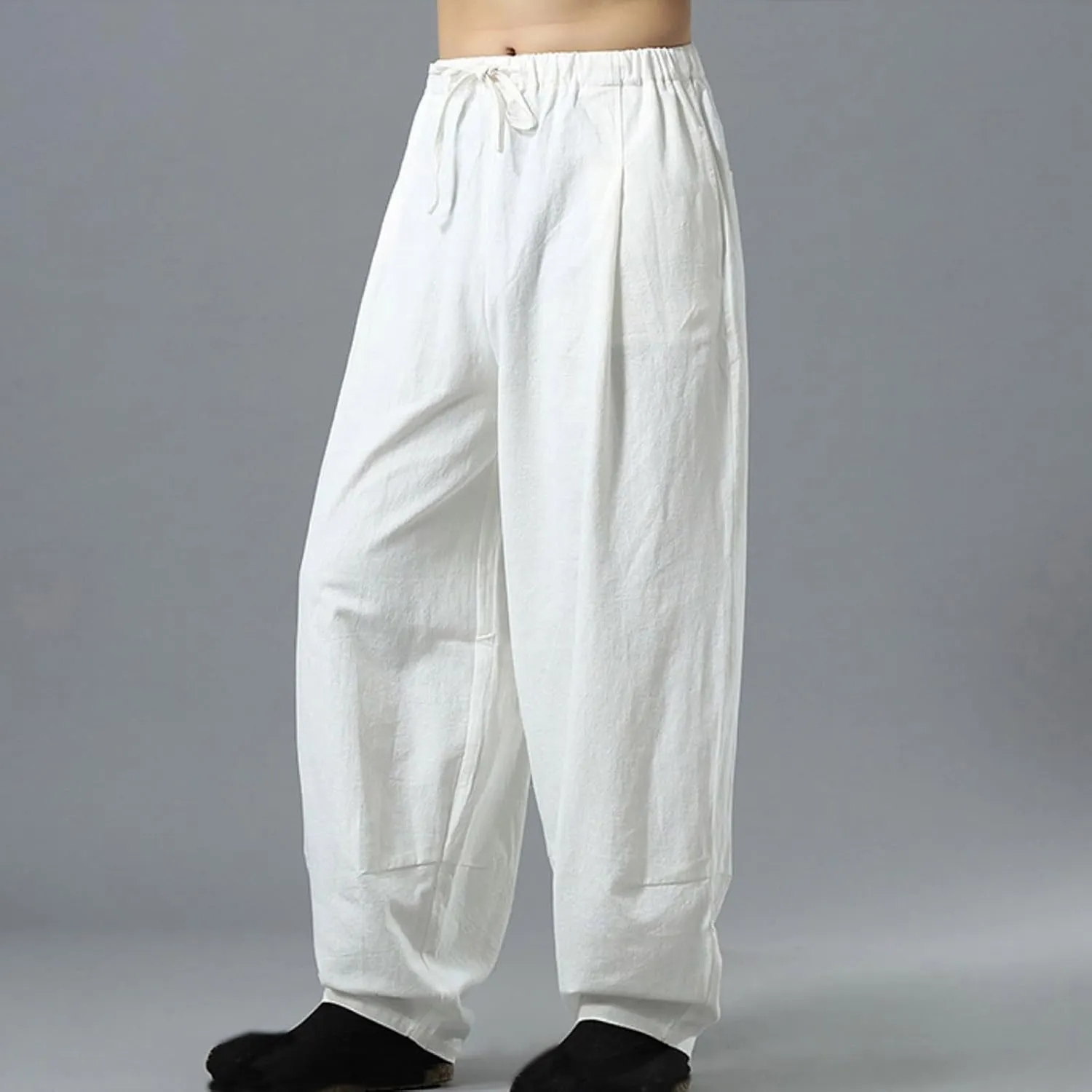 Linen Pants for Mens Casual Pants Summer Beach Trousers Drawstring Yoga Pants Soft Elastic Waist Pants