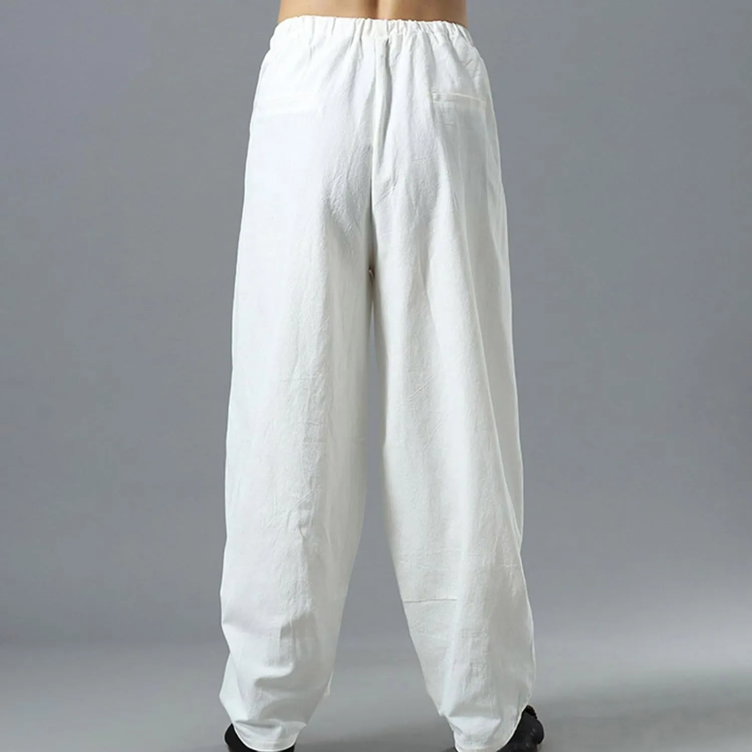 Linen Pants for Mens Casual Pants Summer Beach Trousers Drawstring Yoga Pants Soft Elastic Waist Pants