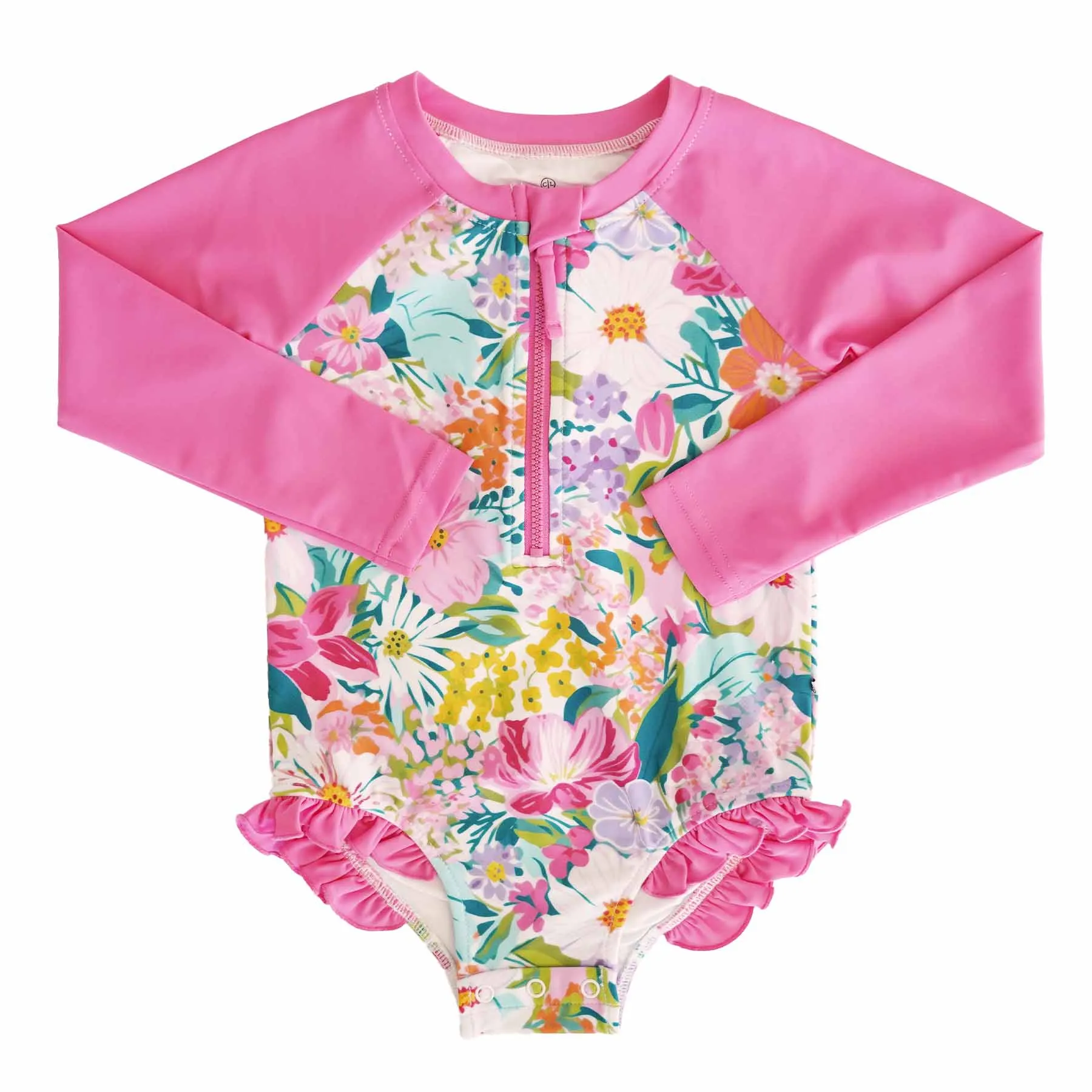Long Sleeve Rash Guard with Front Zipper | Seaside Blooms