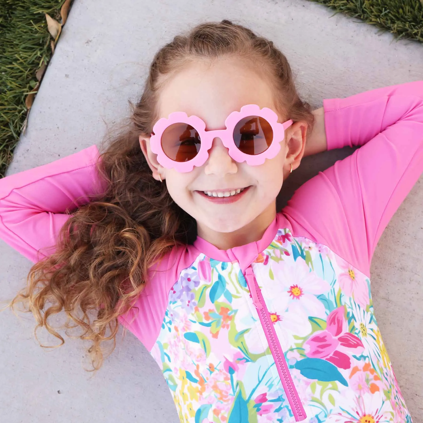 Long Sleeve Rash Guard with Front Zipper | Seaside Blooms