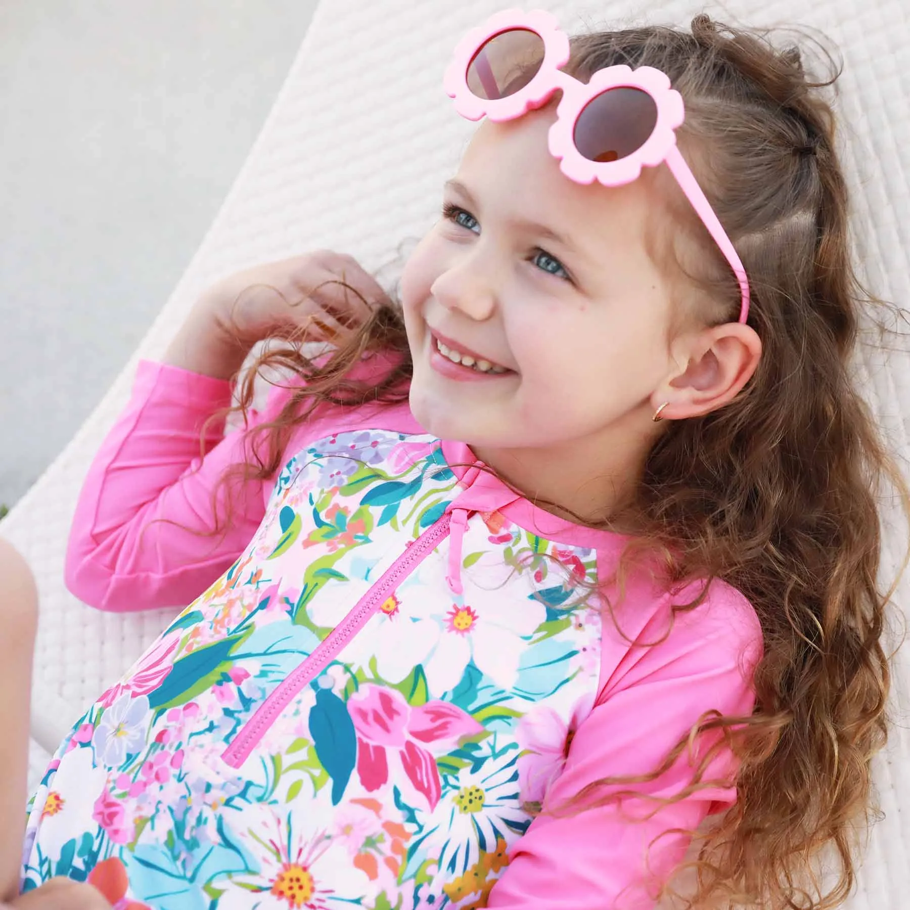 Long Sleeve Rash Guard with Front Zipper | Seaside Blooms