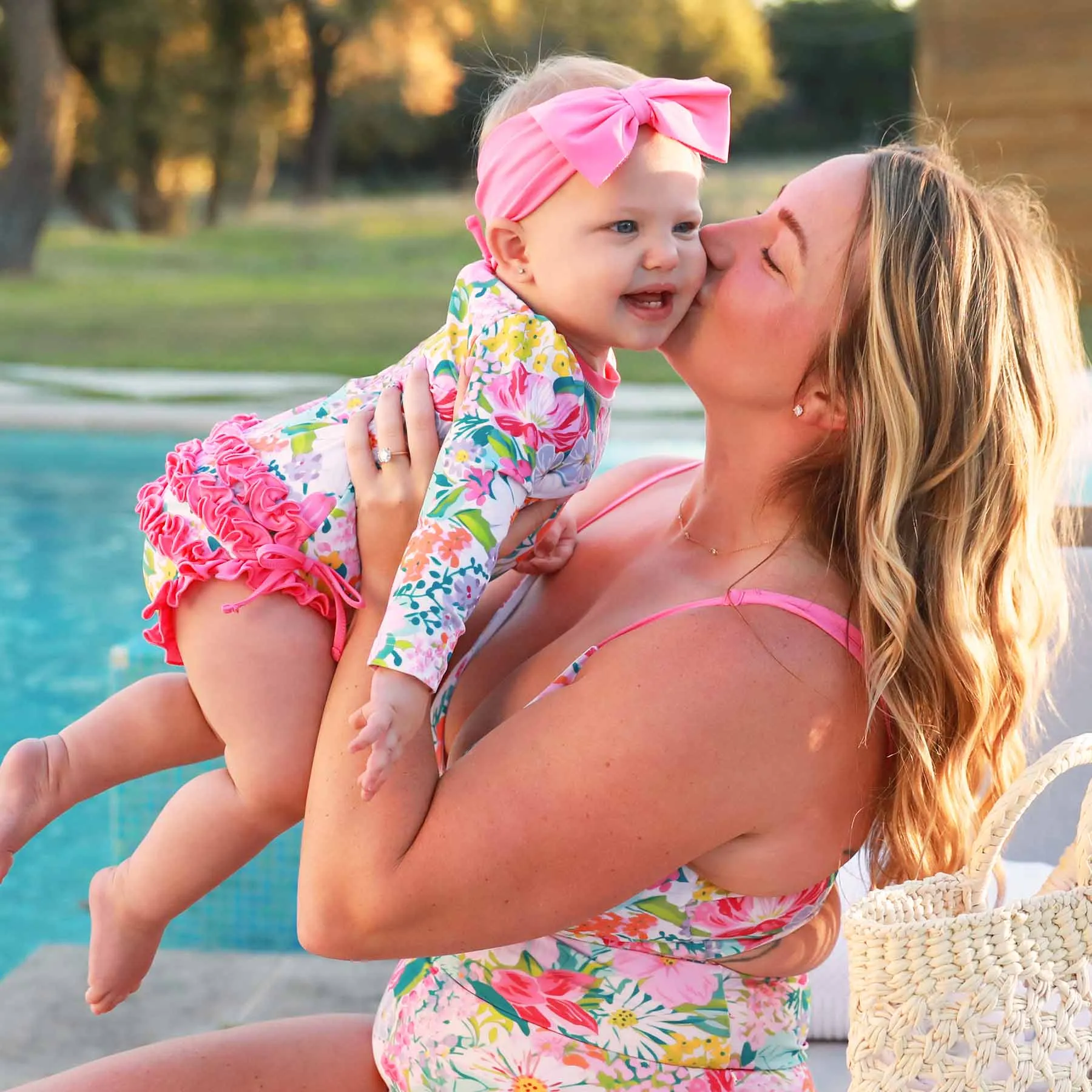 Long Sleeve Rash Guard With Ruffle Bottom | Seaside Blooms