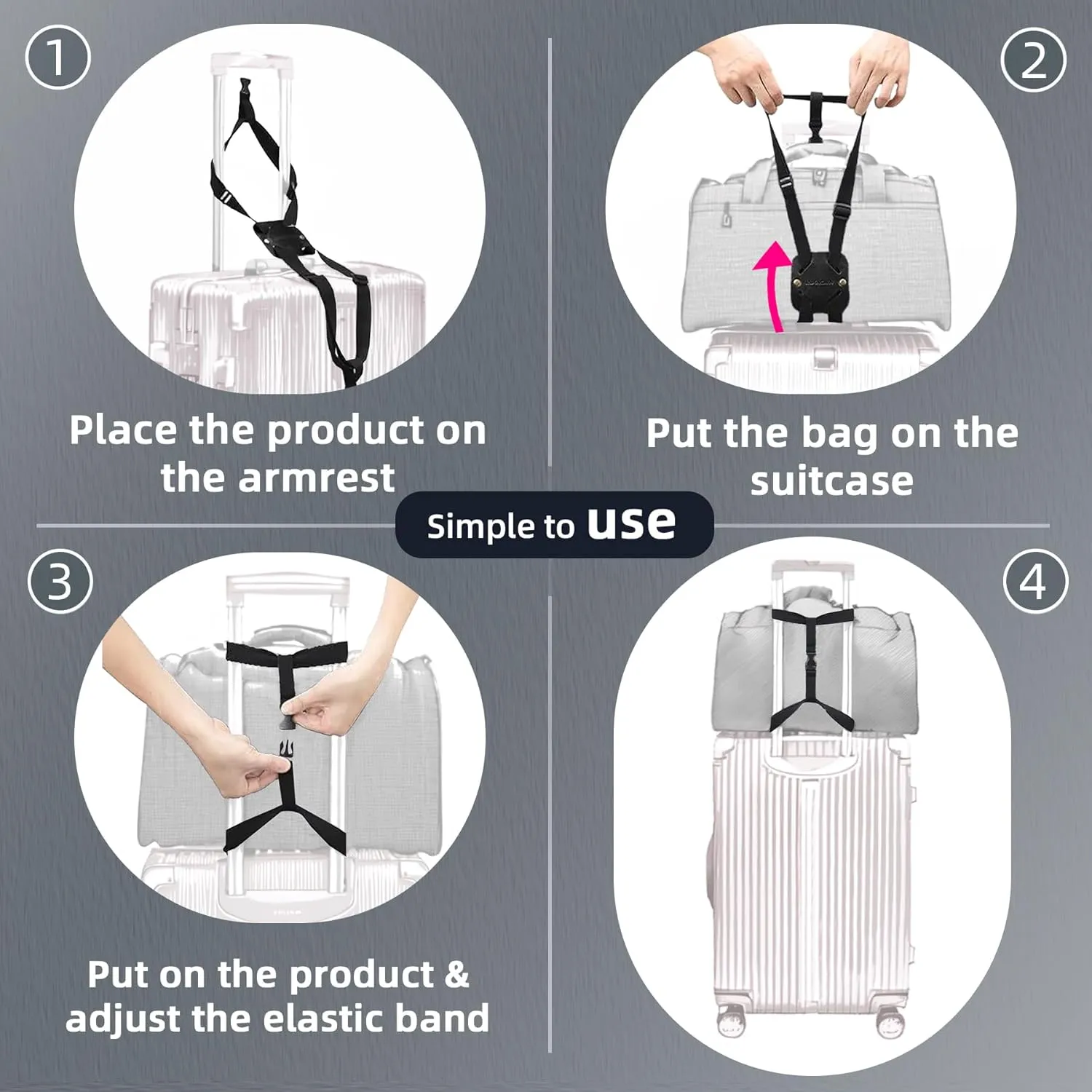 Luggage Straps for Suitcases,Luggage Straps Bag Bungees,Adjustable TSA-Approved  High Elastic Suitcase Belt for Securing Carry-On(1 Pack Black)