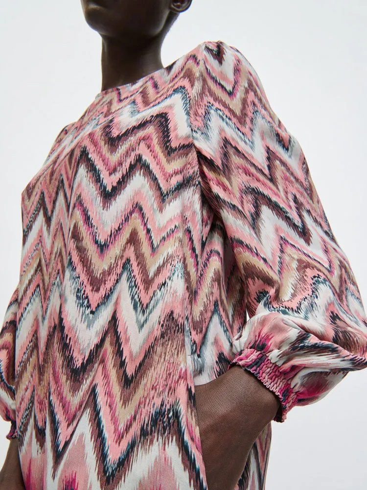 Luisa Cerano Printed Dress Pink & Barolo