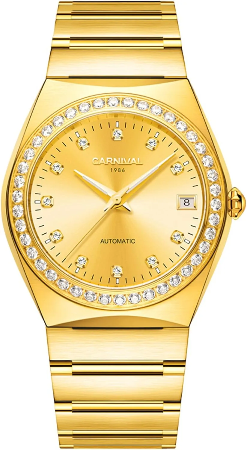 Luxury Automatic Mechanical Luminous Calendar Waterproof Men's Diamond Business Stainless Steel Watches