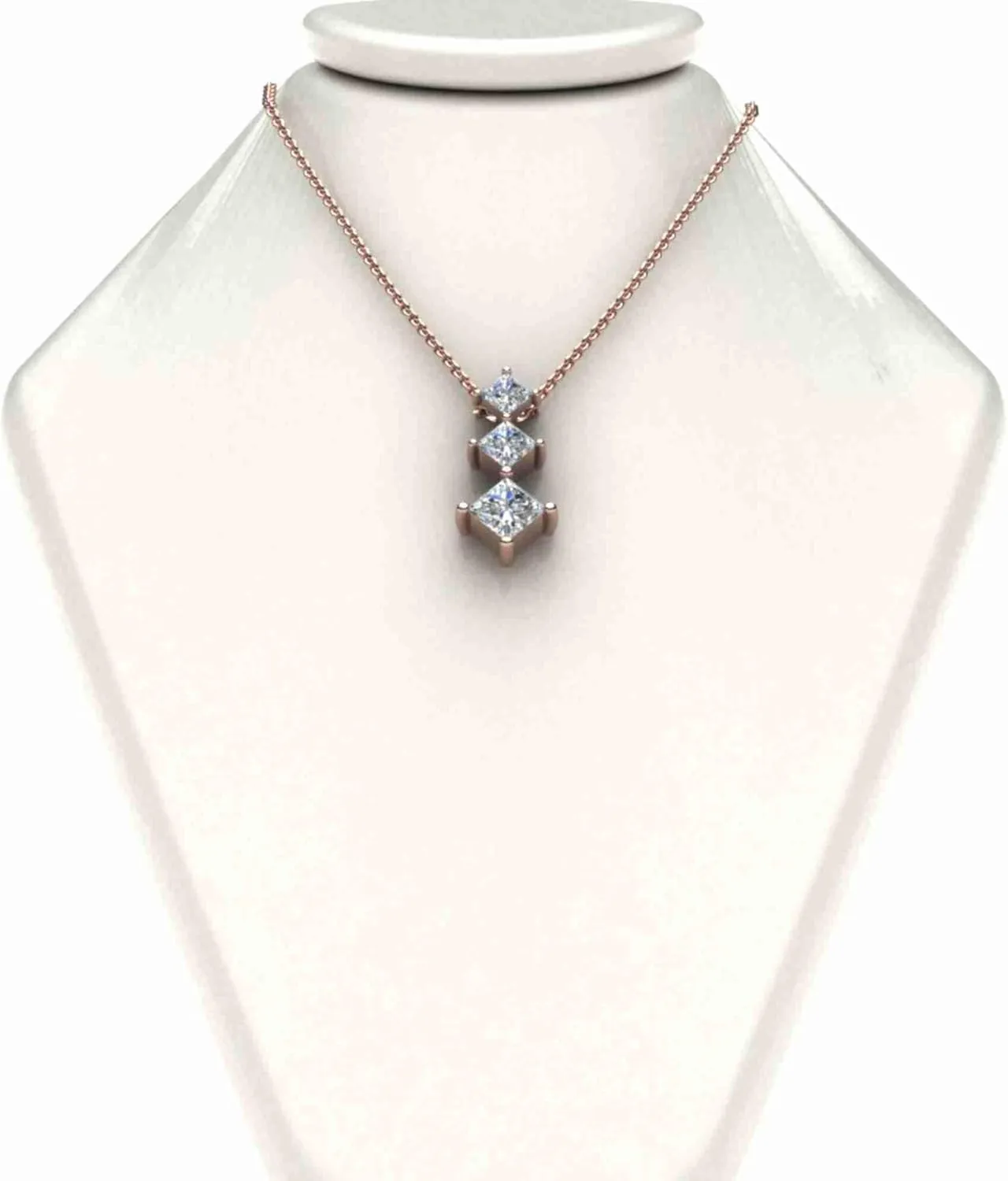 MADANE JEWELS- Three Stone Princess Cut Moissanite Wedding Pendant Necklace for Women, 925 Sterling Silver 18-Inch Chain, With GRA Certified