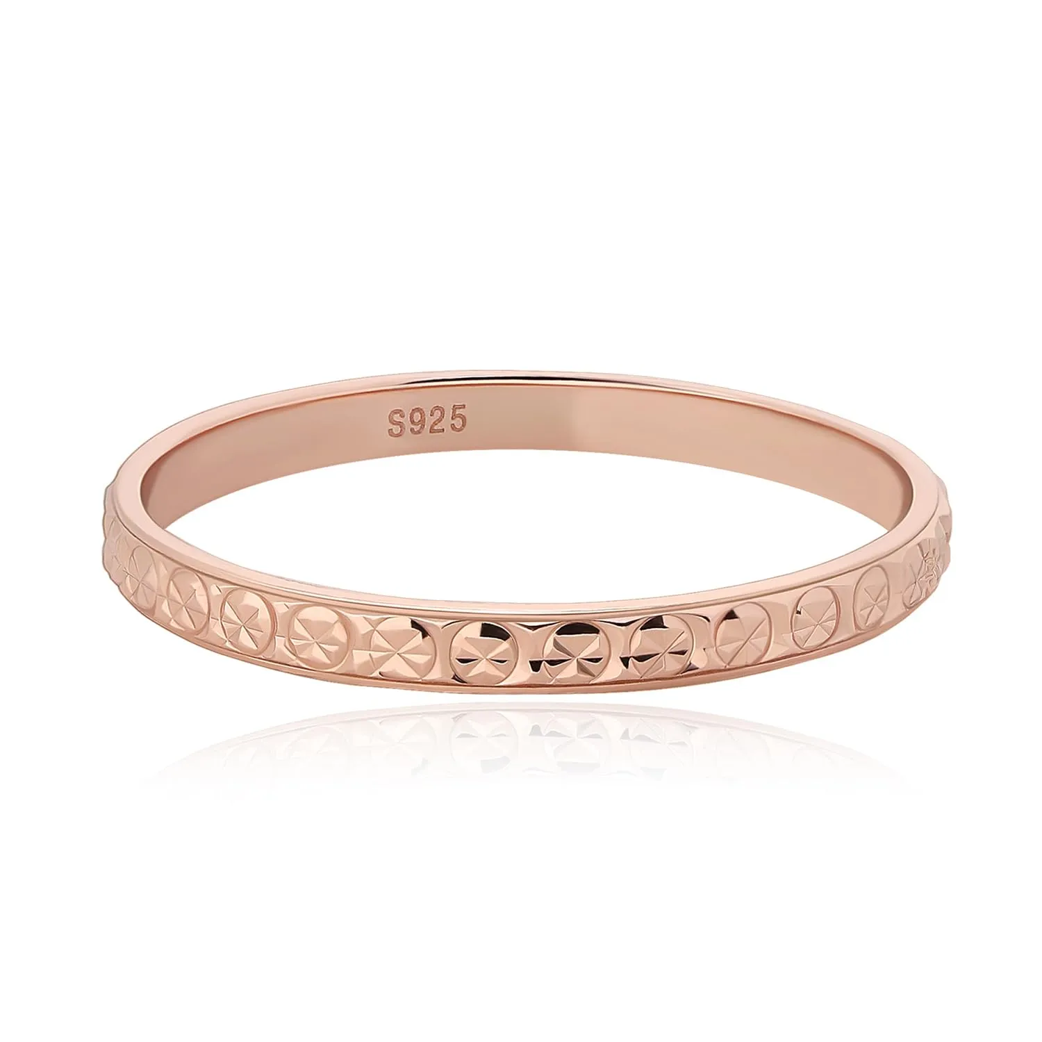 Meissa Dainty Thin Stacking Rings for Women Girls Hammered Rose Gold Ring Minimalist Non-Tarnish Simple Stackable Index Midi Finger Ring, Rose Gold, Size 5.5