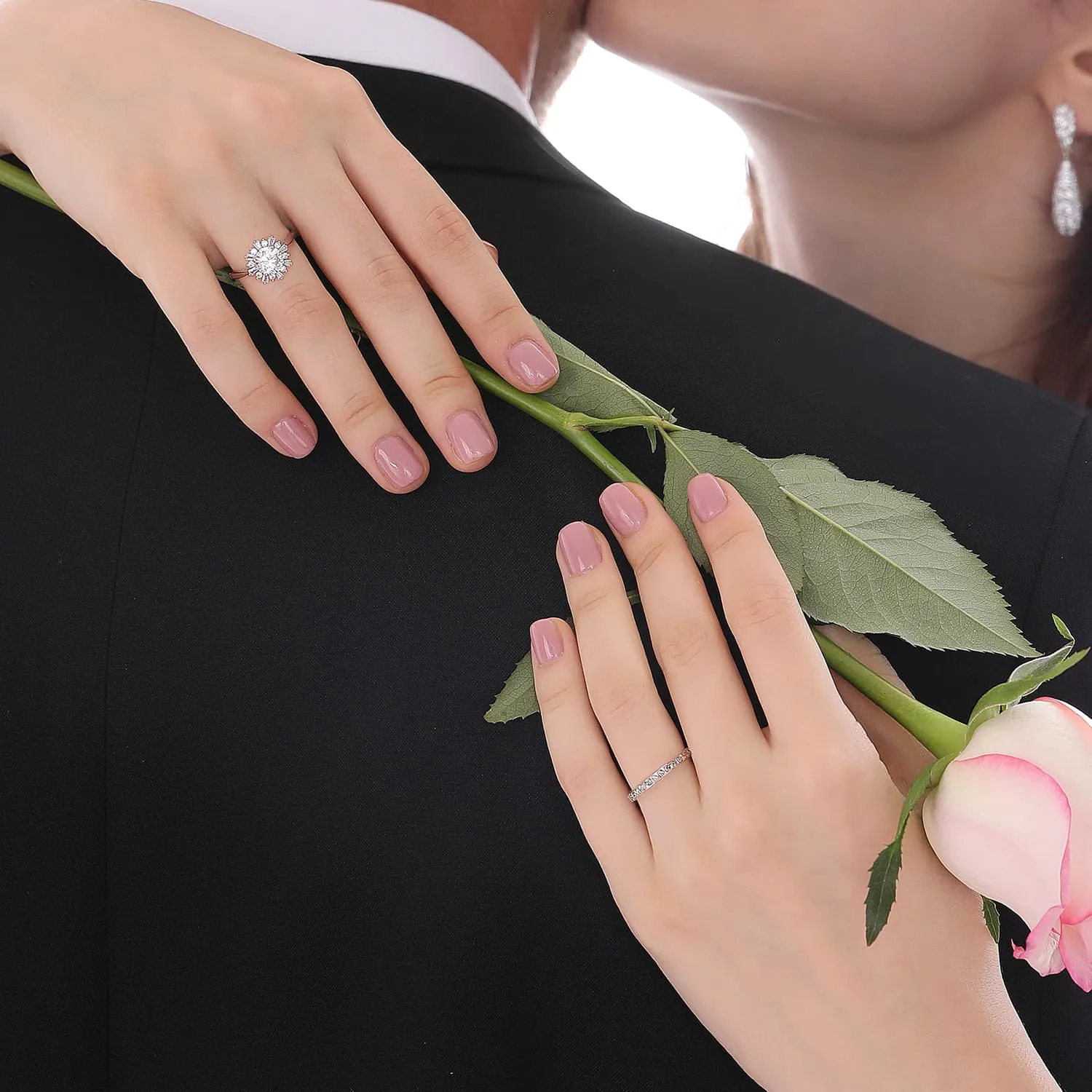 Meissa Dainty Thin Stacking Rings for Women Girls Hammered Rose Gold Ring Minimalist Non-Tarnish Simple Stackable Index Midi Finger Ring, Rose Gold, Size 5.5