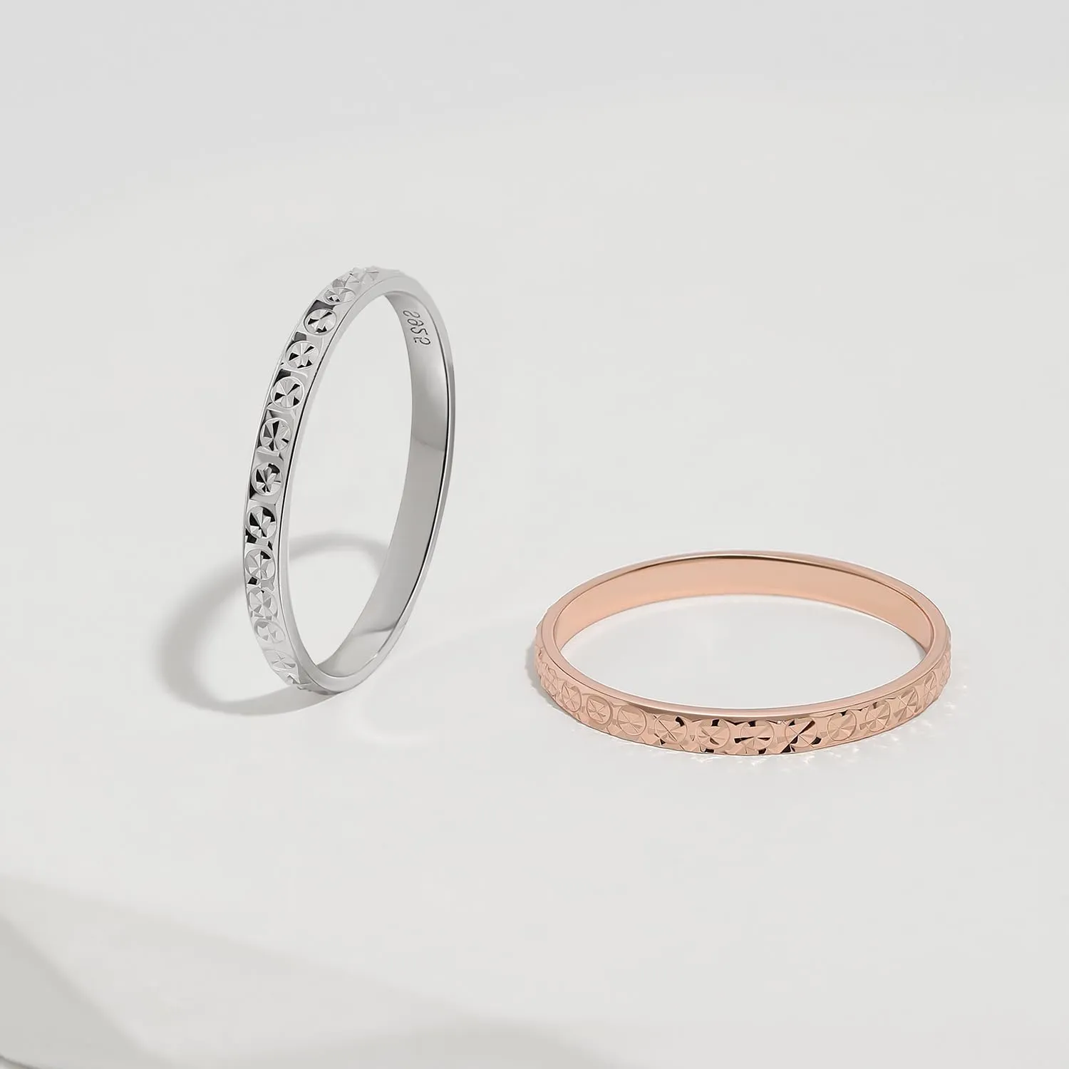 Meissa Dainty Thin Stacking Rings for Women Girls Hammered Rose Gold Ring Minimalist Non-Tarnish Simple Stackable Index Midi Finger Ring, Rose Gold, Size 5.5