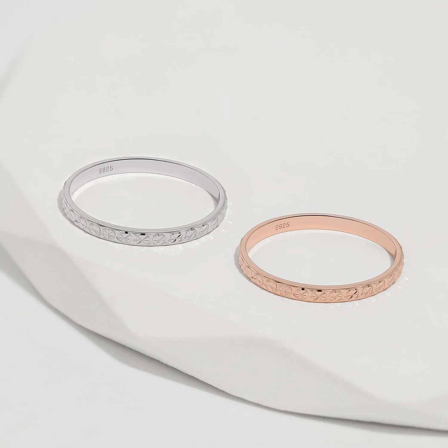 Meissa Dainty Thin Stacking Rings for Women Girls Hammered Rose Gold Ring Minimalist Non-Tarnish Simple Stackable Index Midi Finger Ring, Rose Gold, Size 5.5