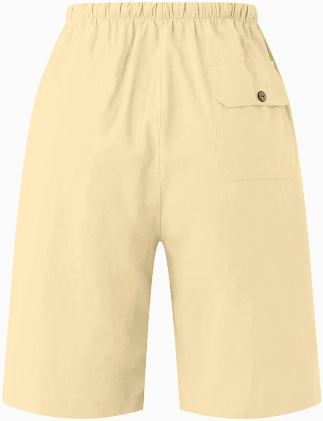 Mens Cotton Linen Shorts Casual Loose Fit Drawstring Elastic Waist 7Inch Inseam Shorts Stretch Summer Beach Wear