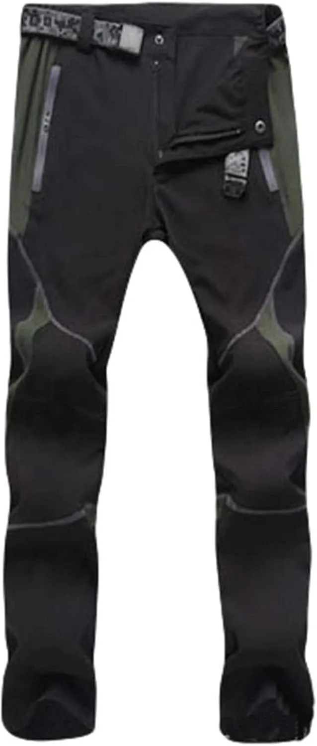 Mens Hiking Pants Waterproof Slim Fit Quick Dry Lightweight Athletic Fit Pants Outdoor Windbreaker Trousers Belts
