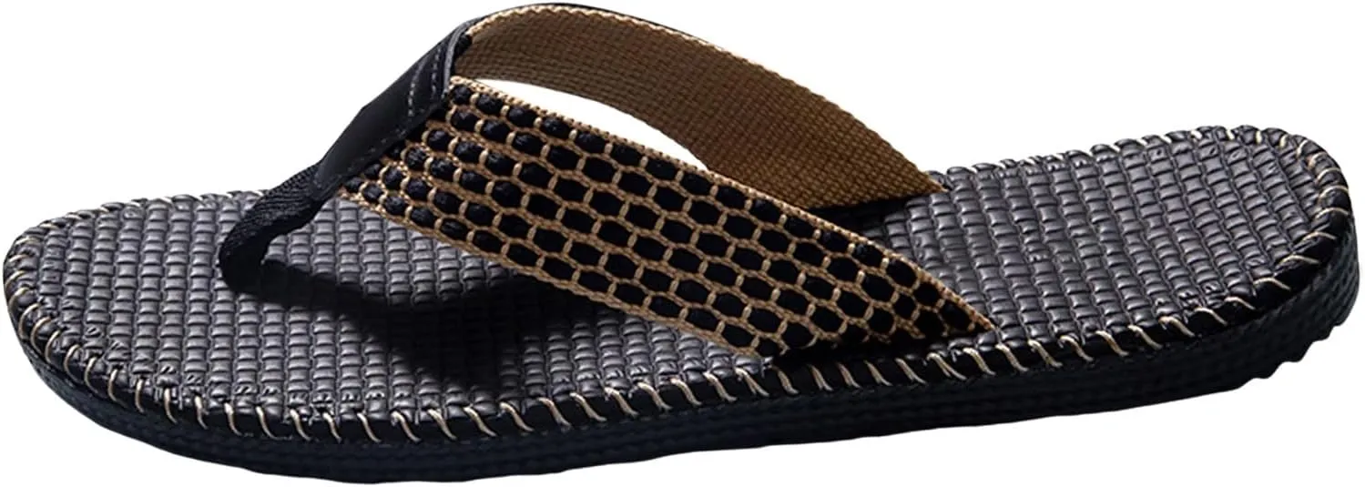 Mens Summer Casual Slippers Indoor Comfortable Slippers Non Slip Flat Flip Flops for Men Soft Sole Thong Sandals with Soft Straps Mens Vacation Beach Shoes Lightweight Fashion Simple Sandals