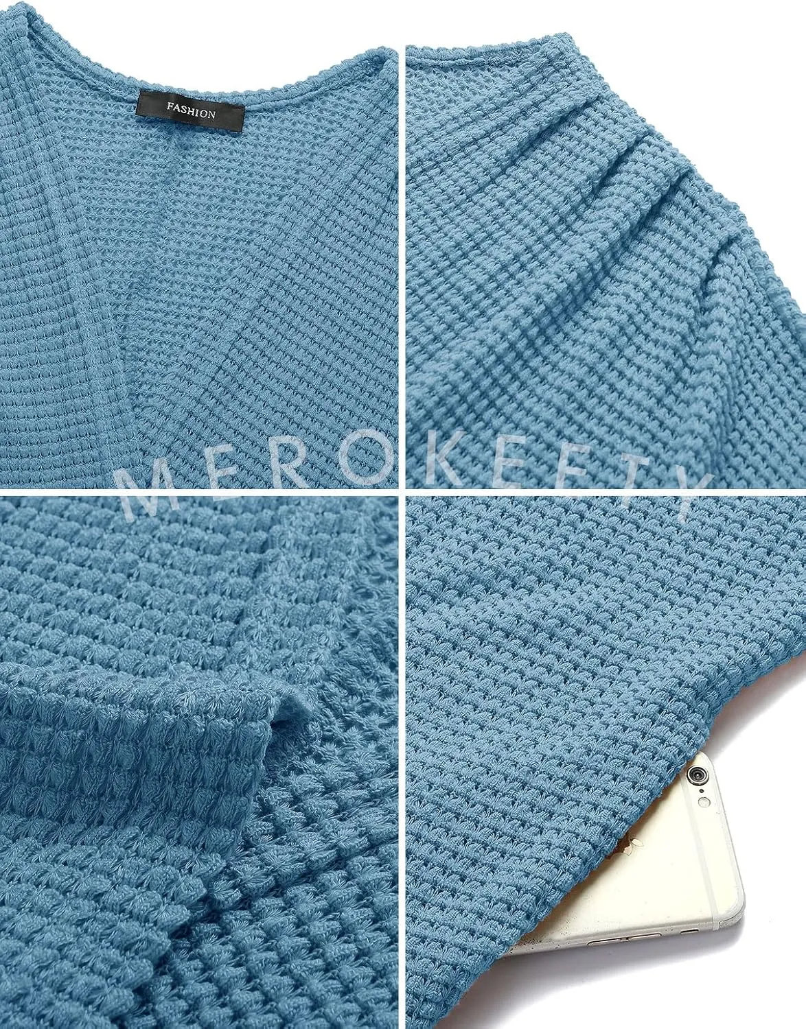 MEROKEETY Women's 2025 Fall Waffle Knit Batwing Long Sleeve Cardigan Loose Open Front Sweater Coat
